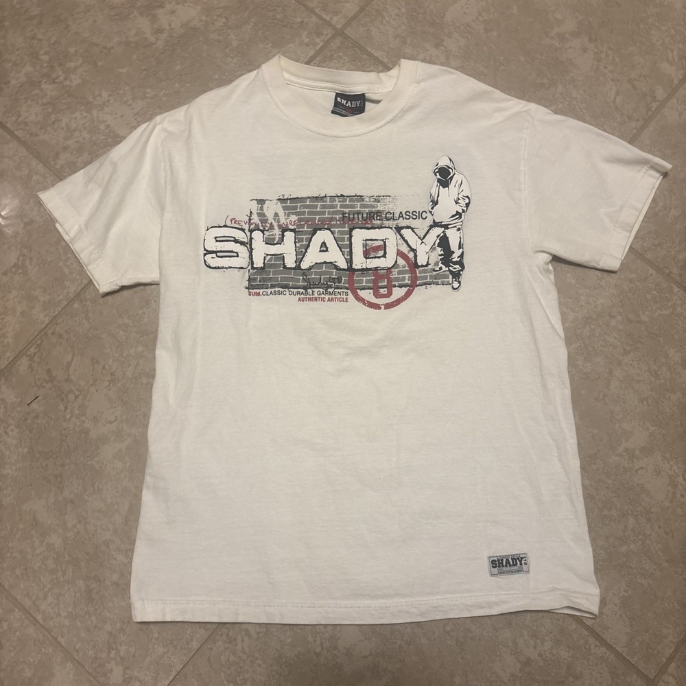 Vintage Shady Ltd Shirt Y2K Eminem Rap Hip Hop 8 Mile Men's M White Double Sided